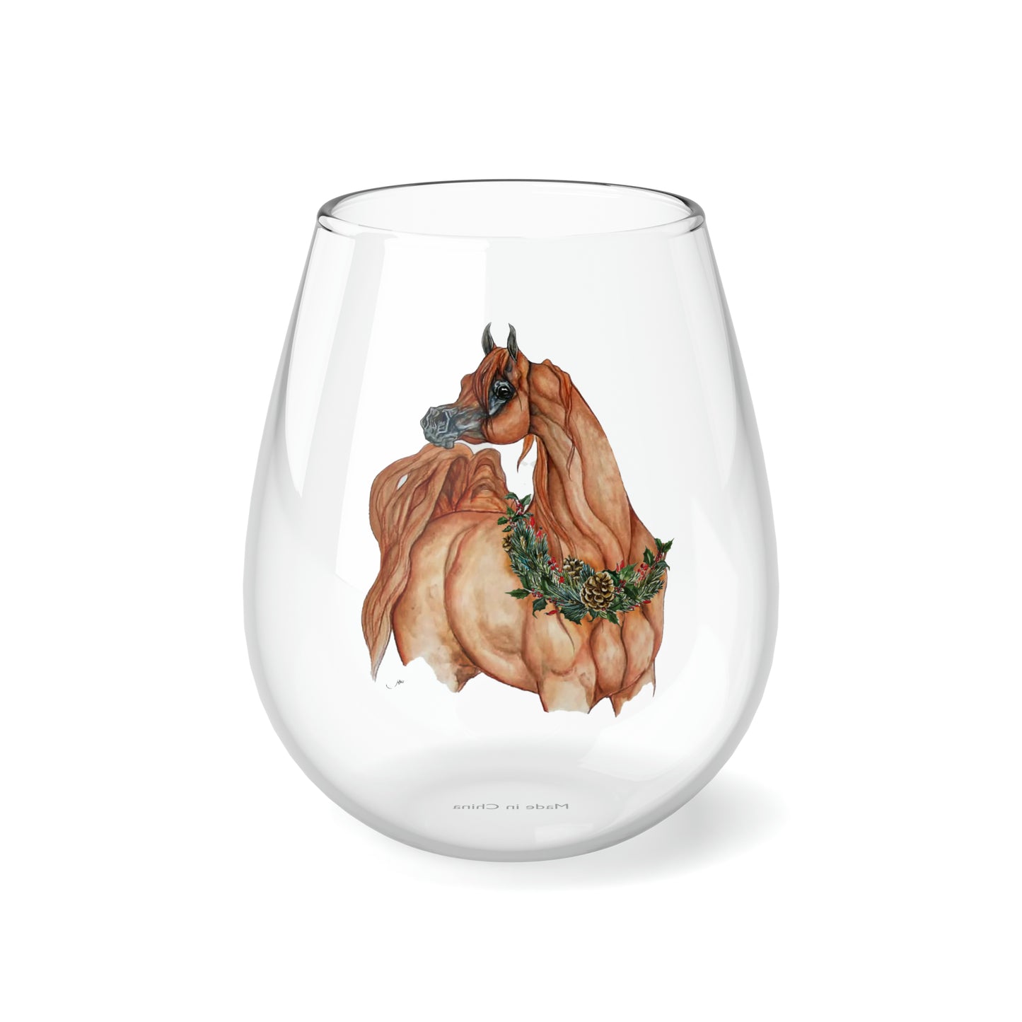 Limited Edition Arabian Horse World Holiday Stemless Wine Glass